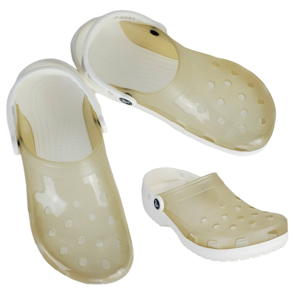 NWB Crocs unisex classic translucent clear slip on clogs white outdoor beach - Picture 5 of 13